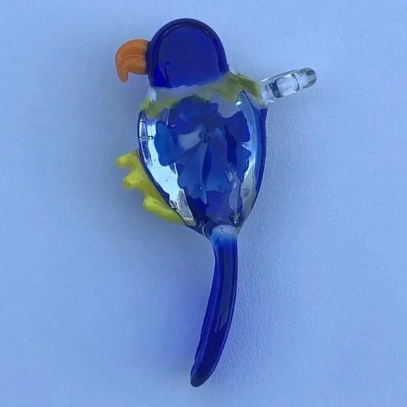 Precious Dark Blue Murano Glass Bird Parrot Parakeet Necklace Pendant NWT - Picture 3 of 4